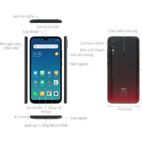 Thiết kế tổng quan Xiaomi Redmi 7